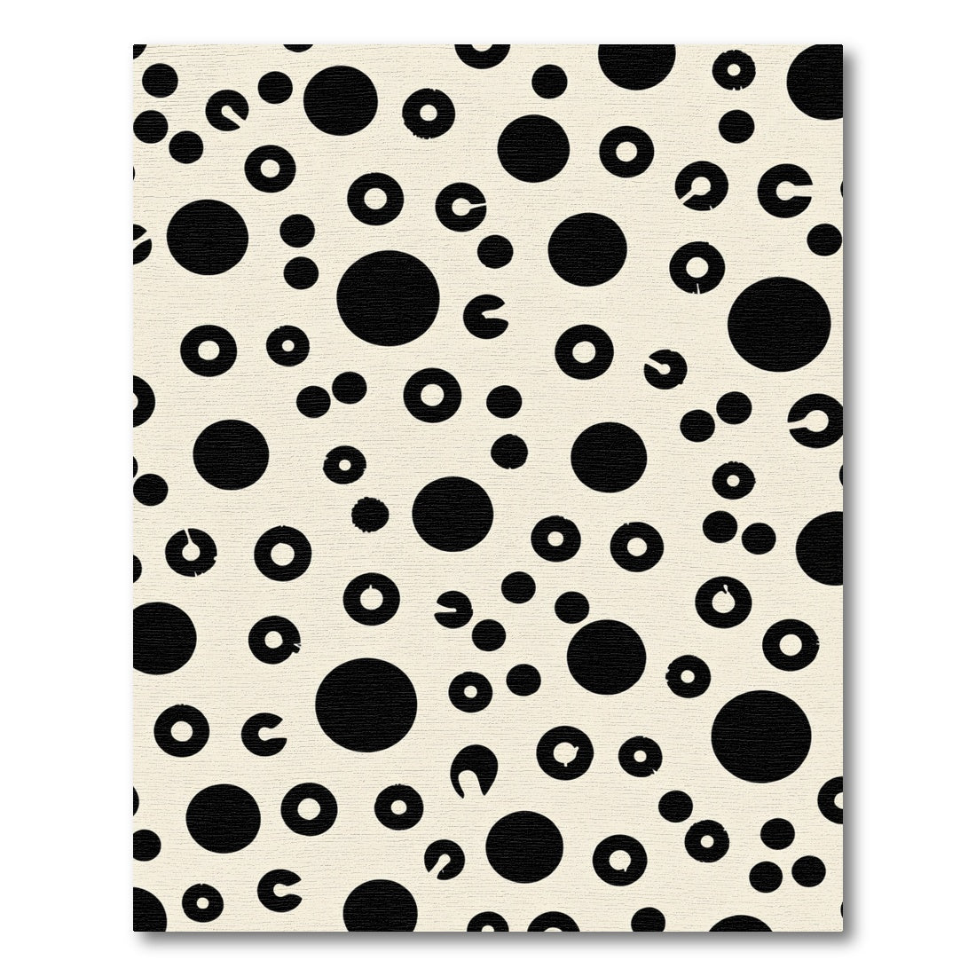 Black Scattered Circles Cream Background Rug