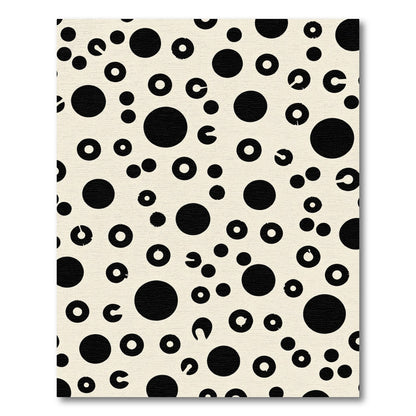 Black Scattered Circles Cream Background Rug
