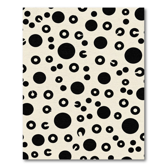 Black Scattered Circles Cream Background Rug
