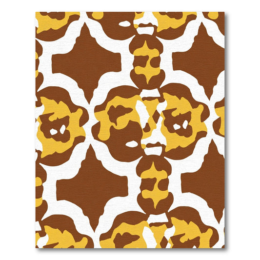 Brown Yellow Abstract Organic Arrangement Rug