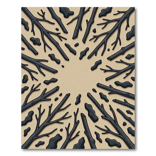 Charcoal Branch Radial Earthy Rug