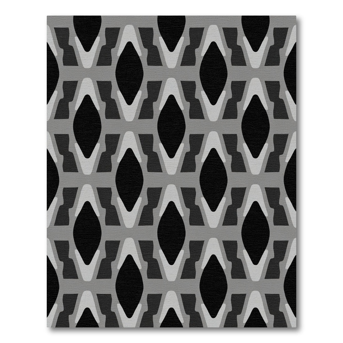 Gray and Black Lattice Diamonds Rug
