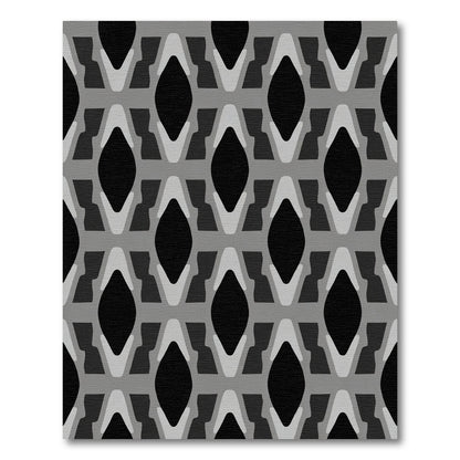 Gray and Black Lattice Diamonds Rug