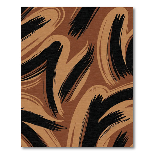 Bold Brown Black Brushstroke Swirl Rug