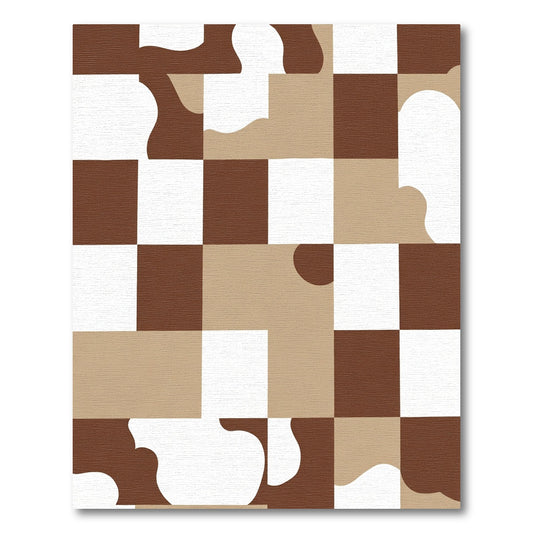 Abstract Checkered Organic Shapes Rug