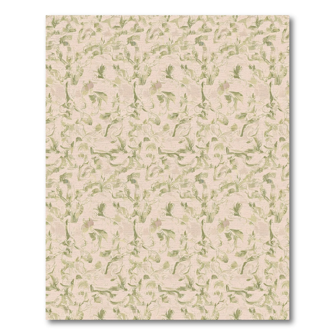 Soft Petal Green Floral Swirl Rug