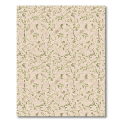 Soft Petal Green Floral Swirl Rug