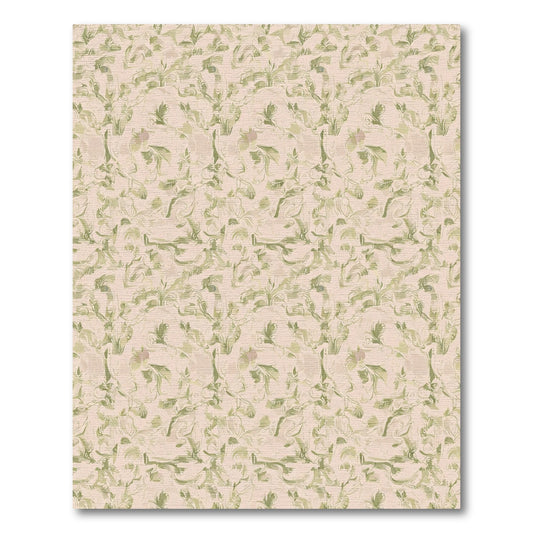 Soft Petal Green Floral Swirl Rug