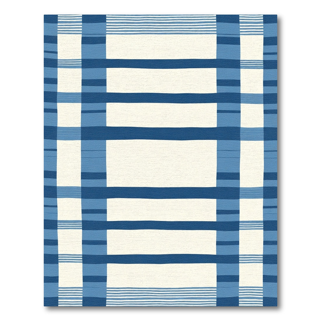 Classic Blue Plaid Stripe Accents Rug