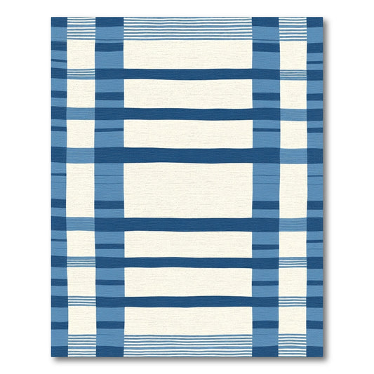 Classic Blue Plaid Stripe Accents Rug