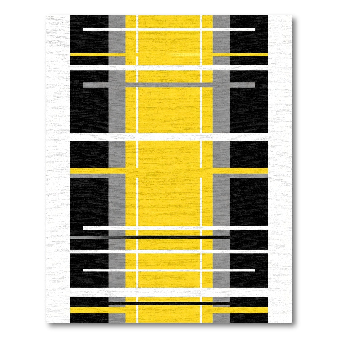 Modern Yellow Black Gray Plaid Rug