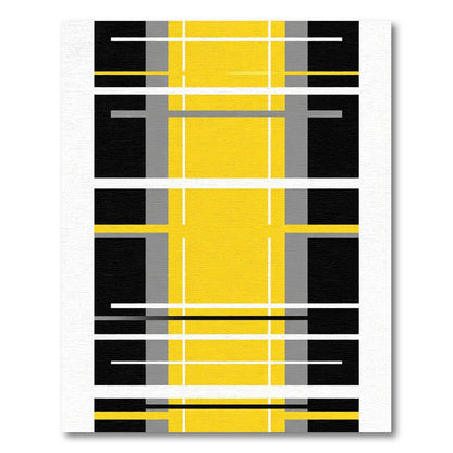 Modern Yellow Black Gray Plaid Rug