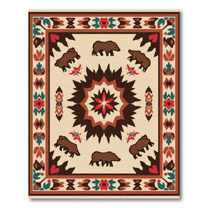 Brown Bear Woodland Medallion Rug