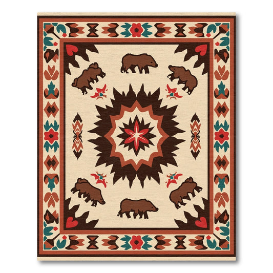 Brown Bear Woodland Medallion Rug