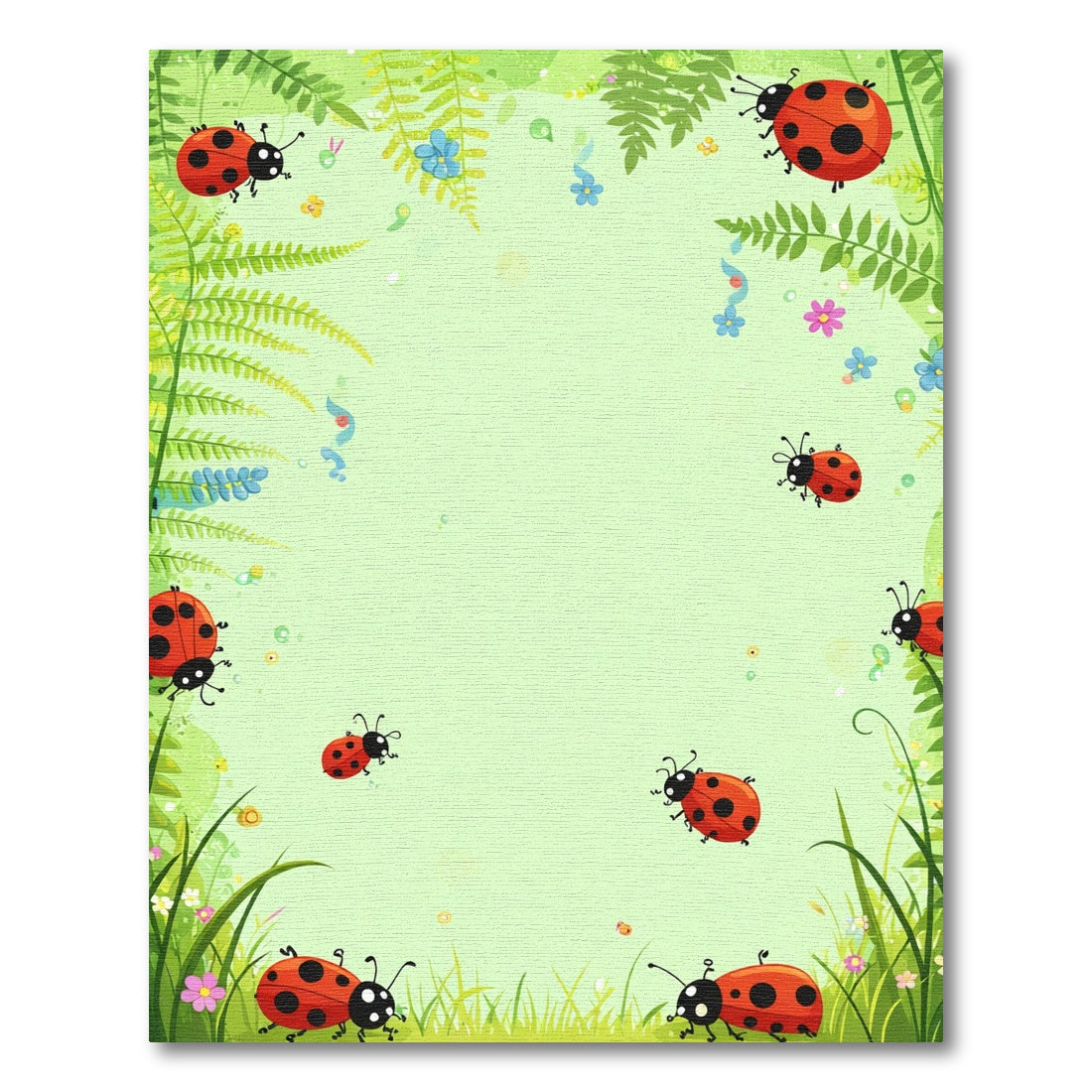 Whimsical Red Ladybugs Green Meadow Rug