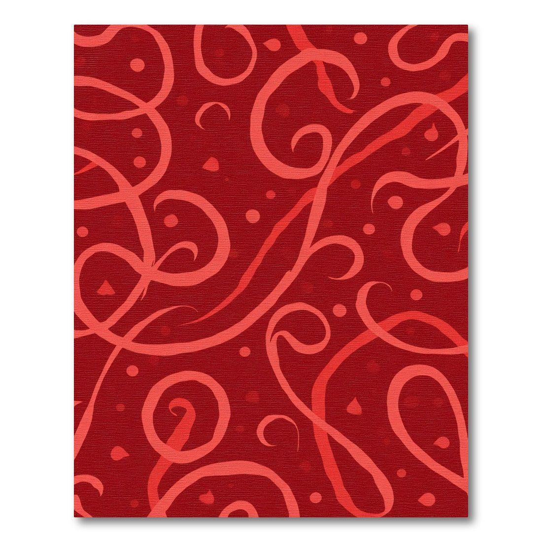 Crimson Swirls and Dots Composition Rug
