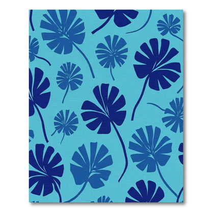 Deep Blue Palm Frond Meadow Rug