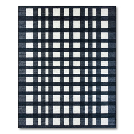 Black and White Geometric Grid Rug
