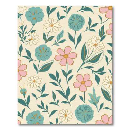 Whimsical Floral Garden Pink Blue Rug