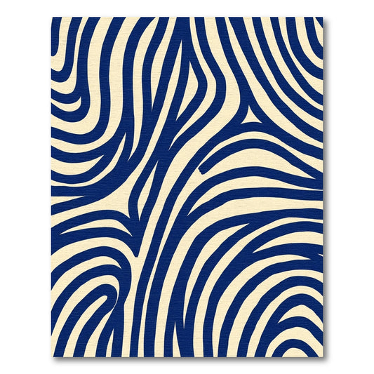 Navy Blue Cream Swirl Lines Rug