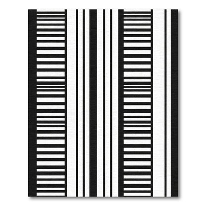 Bold Monochrome Barcode Lines Rug
