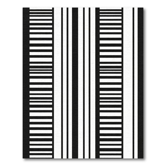 Bold Monochrome Barcode Lines Rug