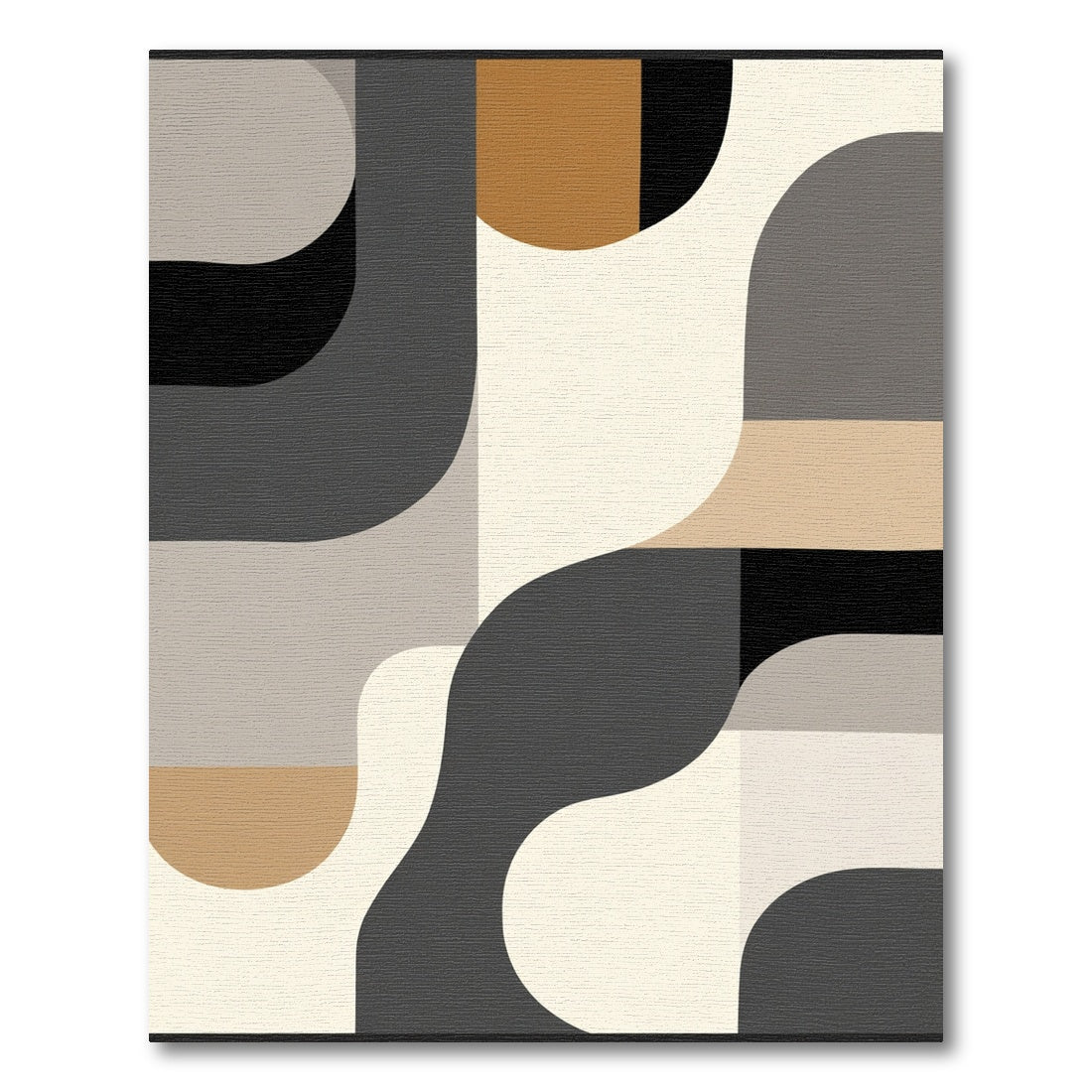 Abstract Terracotta Black Shapes Rug