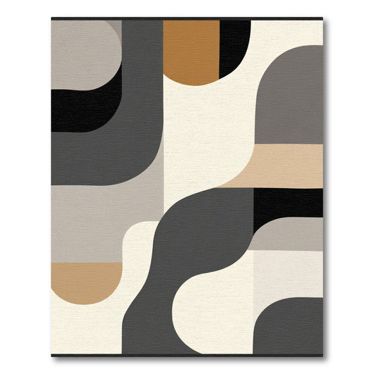 Abstract Terracotta Black Shapes Rug