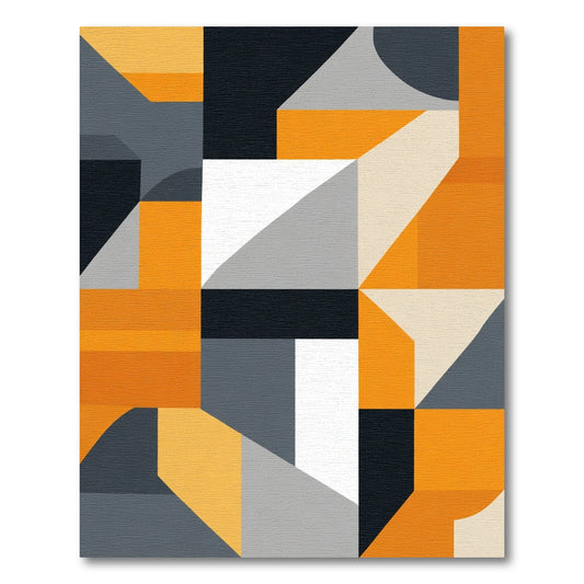 Bold Geometric Orange and Gray Blocks Rug