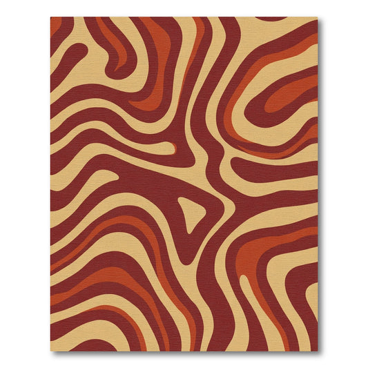 Retro Swirls Amber Brown Ochre Rug