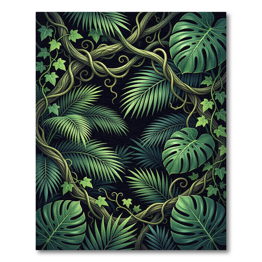 Lush Green Tropical Foliage Jungle Rug