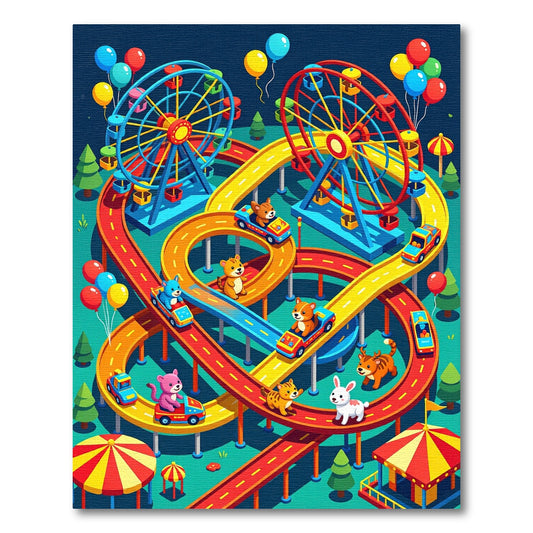 Colorful Carnival Animals Racing Rug