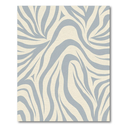 Cream And Blue Abstract Animal Print Rug