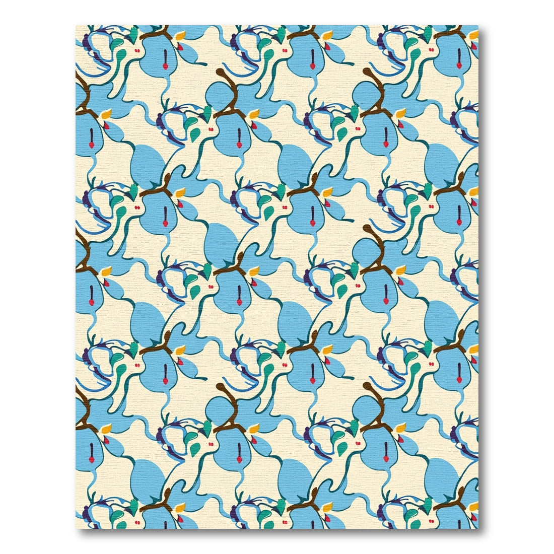 Abstract Blue Swirls And Petals Rug