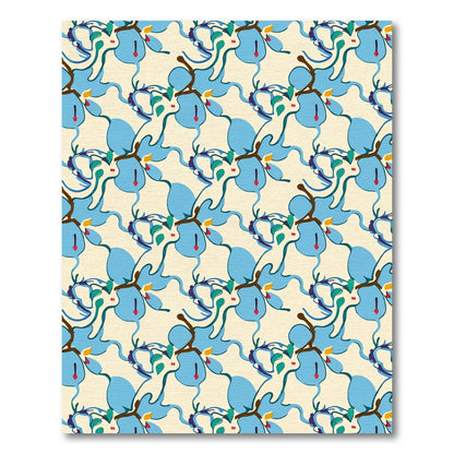 Abstract Blue Swirls And Petals Rug