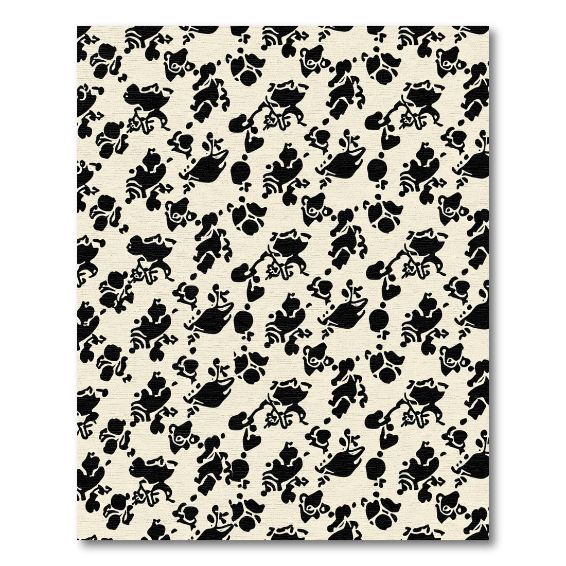 Ivory Black Organic Botanical Vine Rug