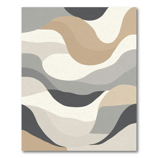 Neutral Abstract Wavy Layers Rug