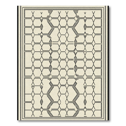 Monochromatic Geometric Interlocking Hexagons Rug