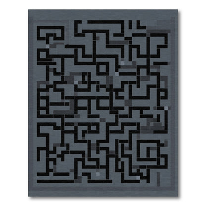 Monochromatic Labyrinth Maze Lines Rug