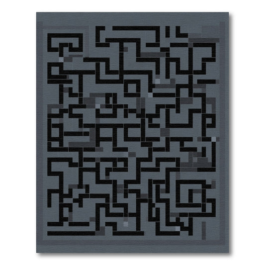 Monochromatic Labyrinth Maze Lines Rug