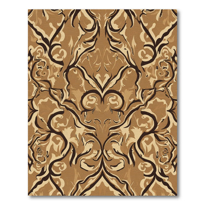 Brown And Beige Rococo Swirl Rug