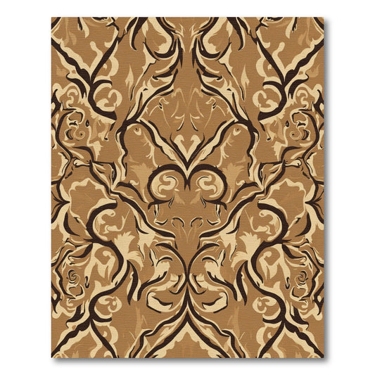 Brown And Beige Rococo Swirl Rug