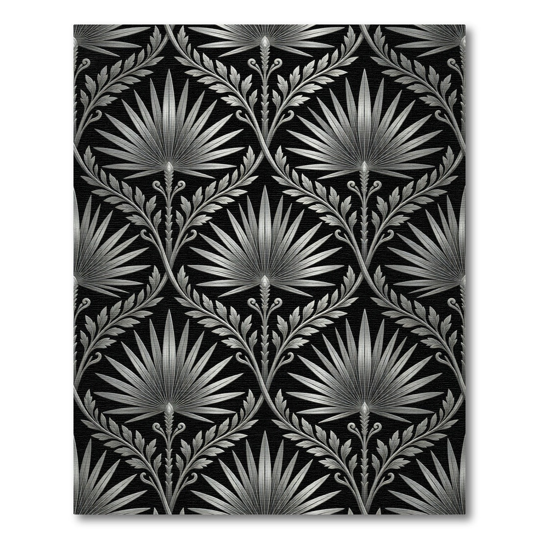 Art Deco Silver Palm Leaf Lattice Rug