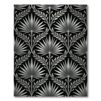 Art Deco Silver Palm Leaf Lattice Rug