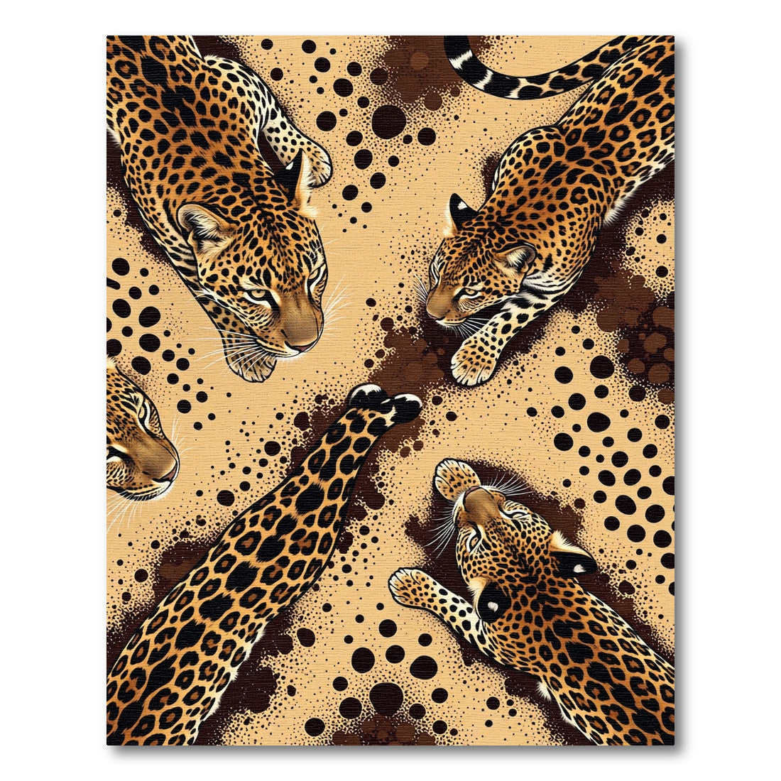 Golden Leopard Spots Jungle Scene Rug