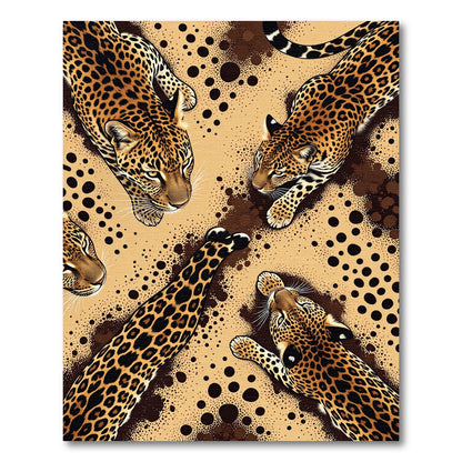 Golden Leopard Spots Jungle Scene Rug