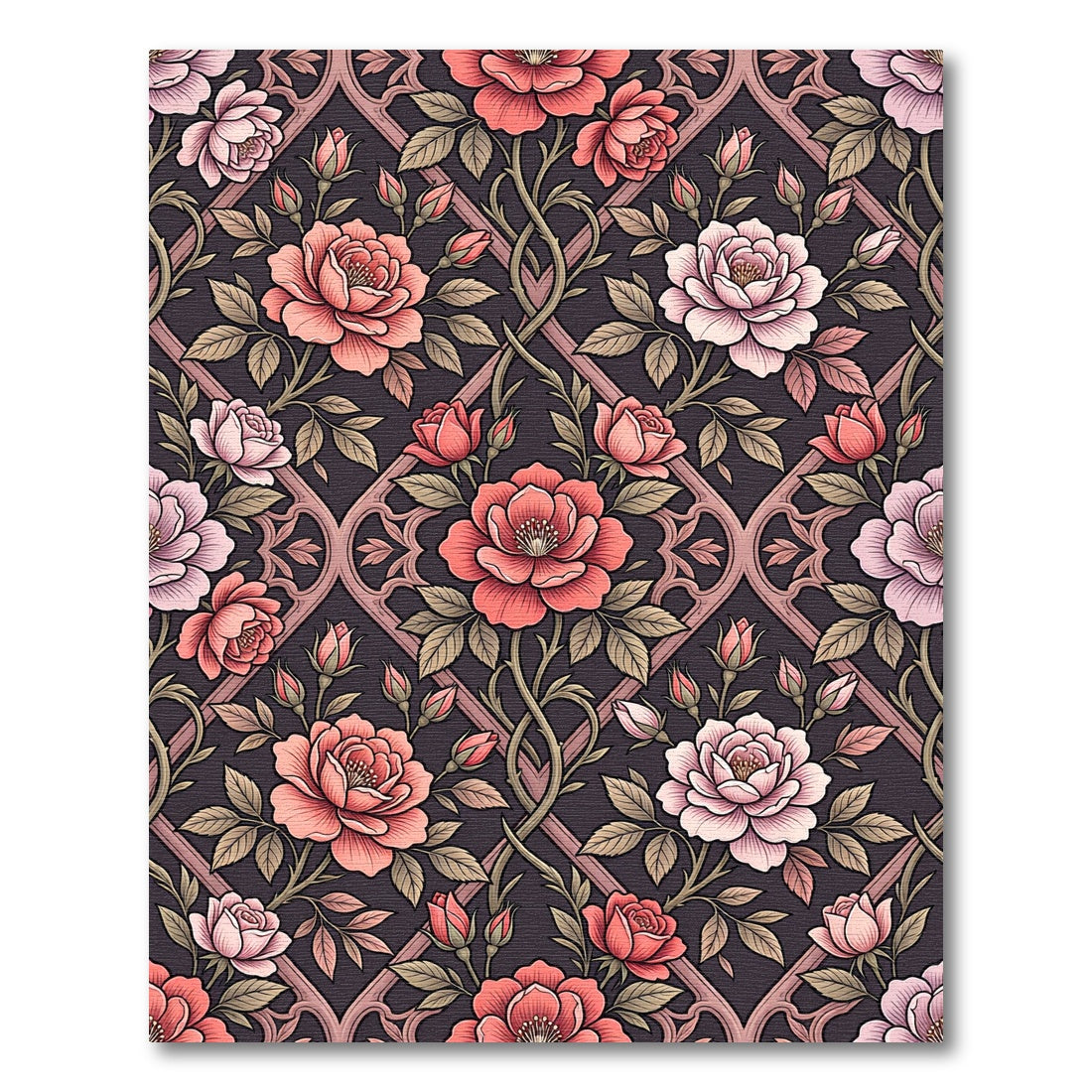 Gothic Rose Vine Lattice Rug
