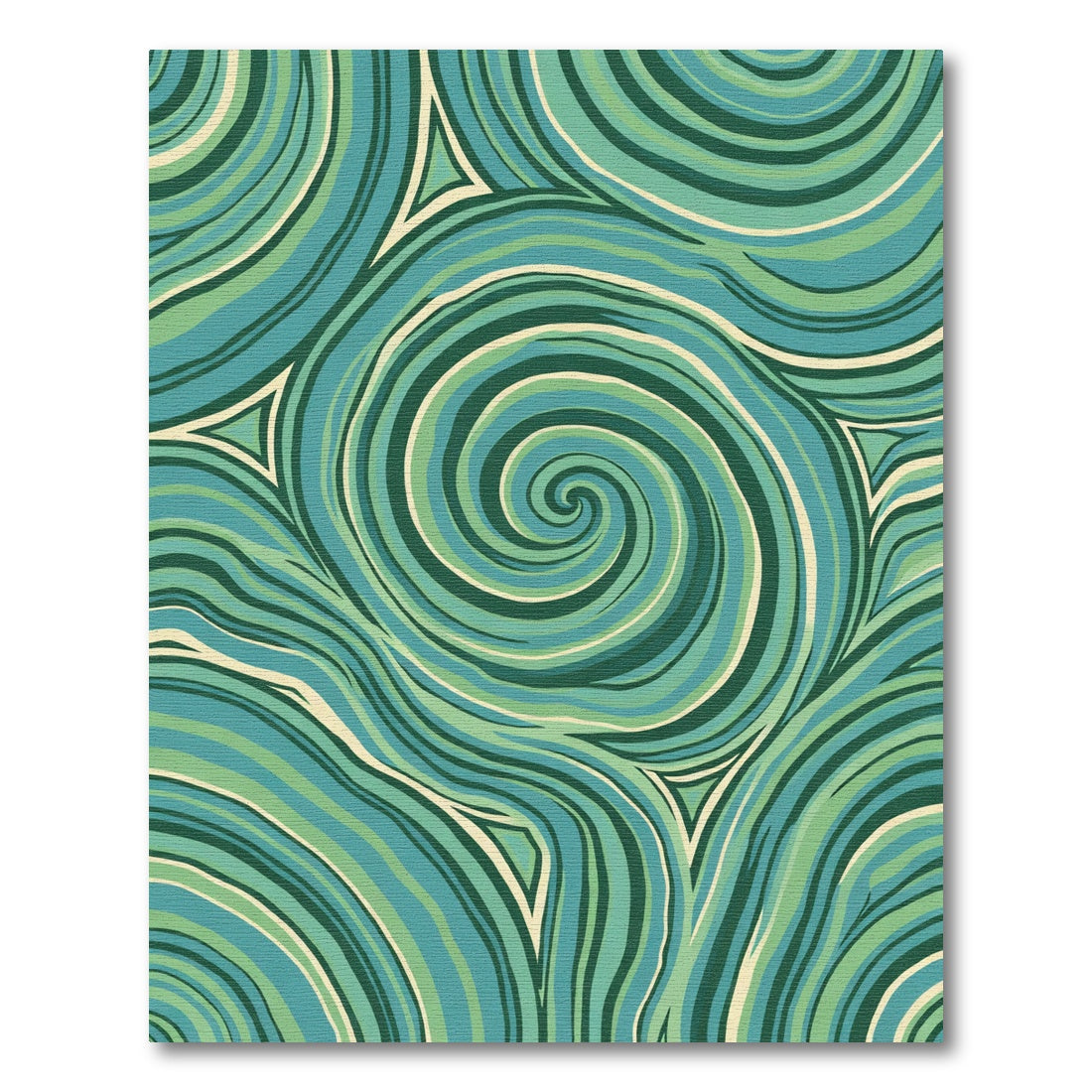 Teal Green Swirl Abstract Waves Rug