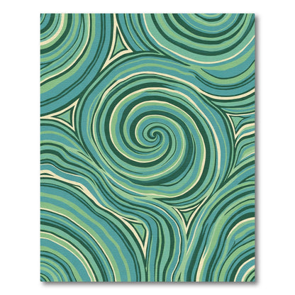 Teal Green Swirl Abstract Waves Rug