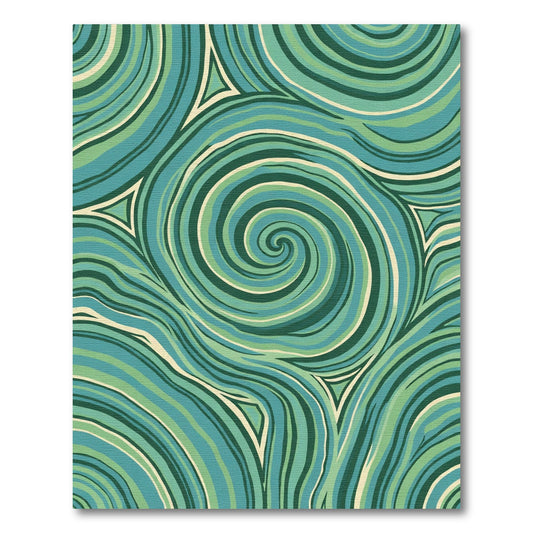 Teal Green Swirl Abstract Waves Rug